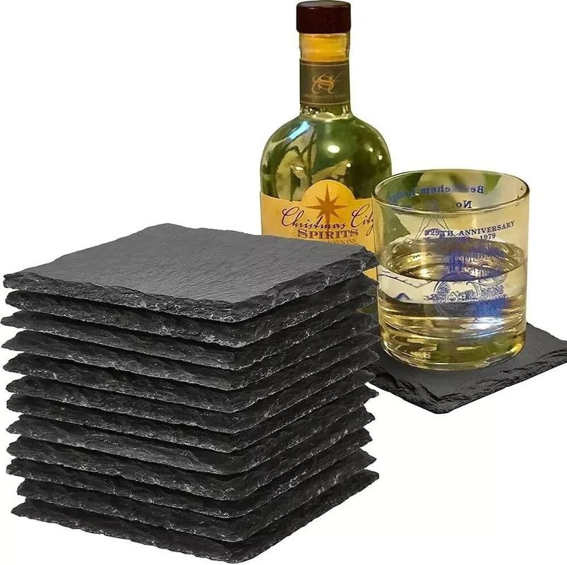 Piedra de pizarra barras de bebida negro natural borde placa de piedra de pizarra para bar y casa