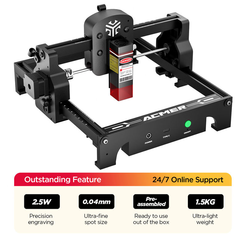 0.04*0.04mm Tamaño de la mancha, ACMER S1 portátil máquina de grabado con láser mini,