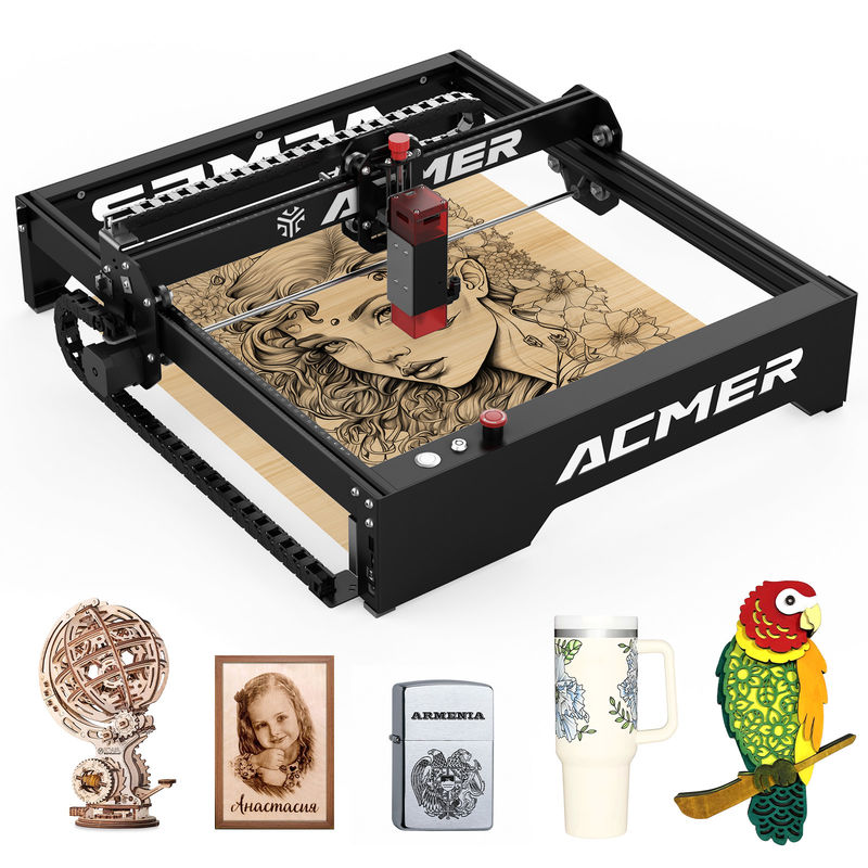 ACMER P1 10W grabador láser 10000mm/min Máquina de grabado láser de escritorio de alta velocidad, salida láser de 20W