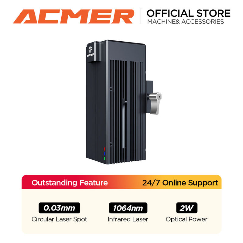 Modulo láser ACMER IR 2w grabador láser de fibra de 0,03 mm punto ultra fino para metal plástico acrílico de roca