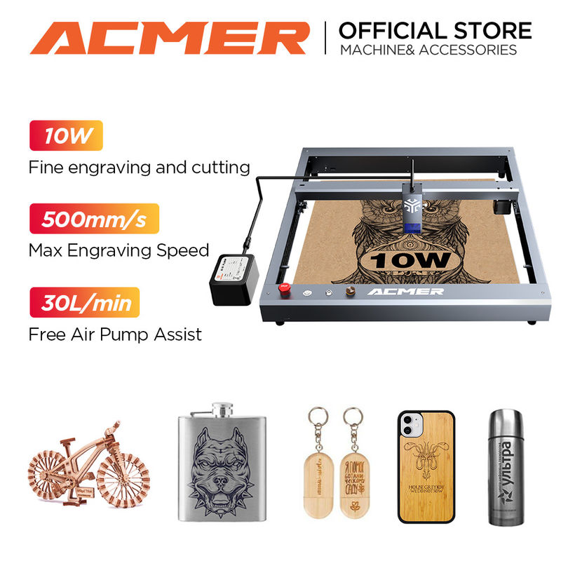 ACMER P2 10W Diodo grabador láser y máquina de corte para madera y metal