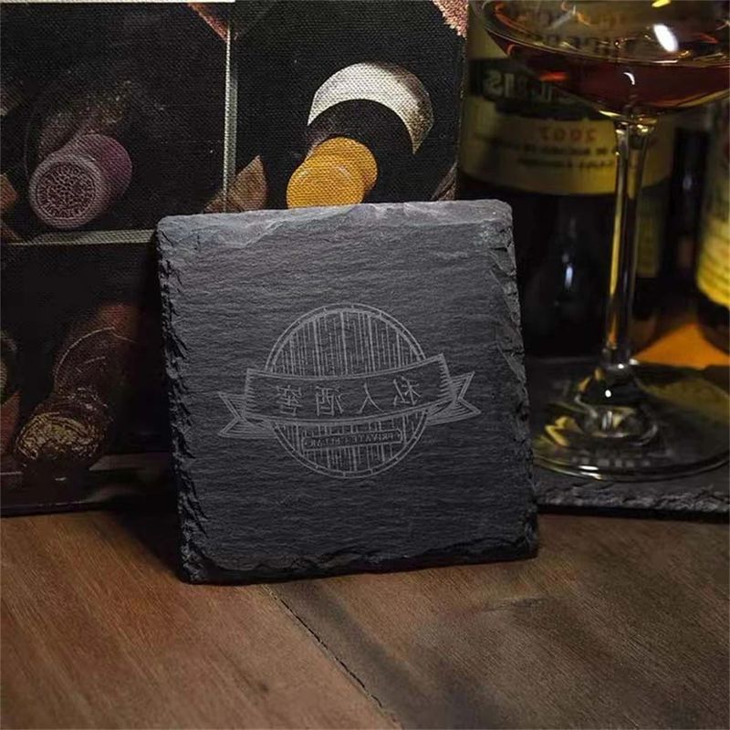 ACMER Coaster de Piedra DIY Coaster de Piedra de Barras de Barras de Piedra Negro Natural para Bar y Hogar