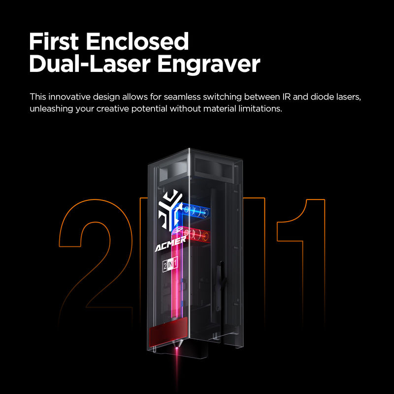 ACMER P3 Laser Engraver Máquina de grabado de corte láser doble con ayuda de aire bombeado para el grabado de perfiles de aluminio
